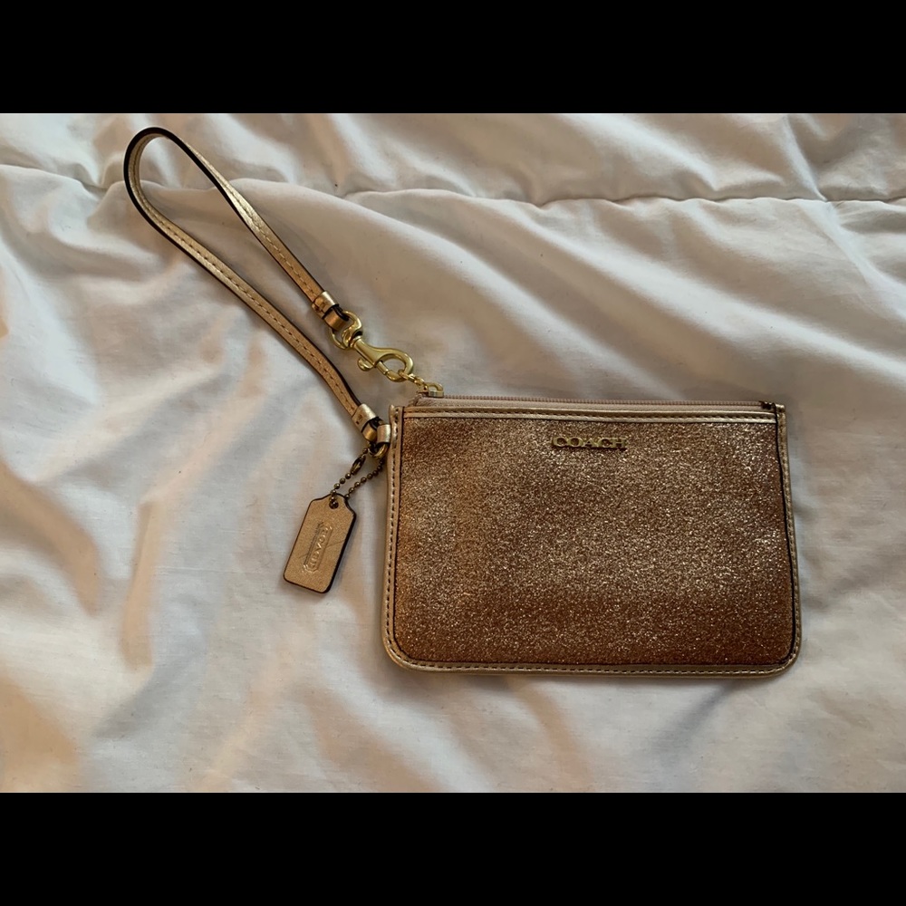 Coach Gold Glitter Wristlet